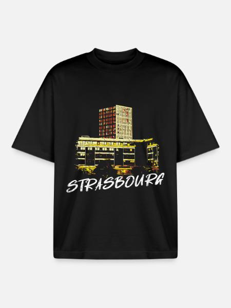 Illustration Rivétoile Strasbourg moderne - Boxy Heavyweight Unisex Organic T-Shirt by Stanley/Stella - black