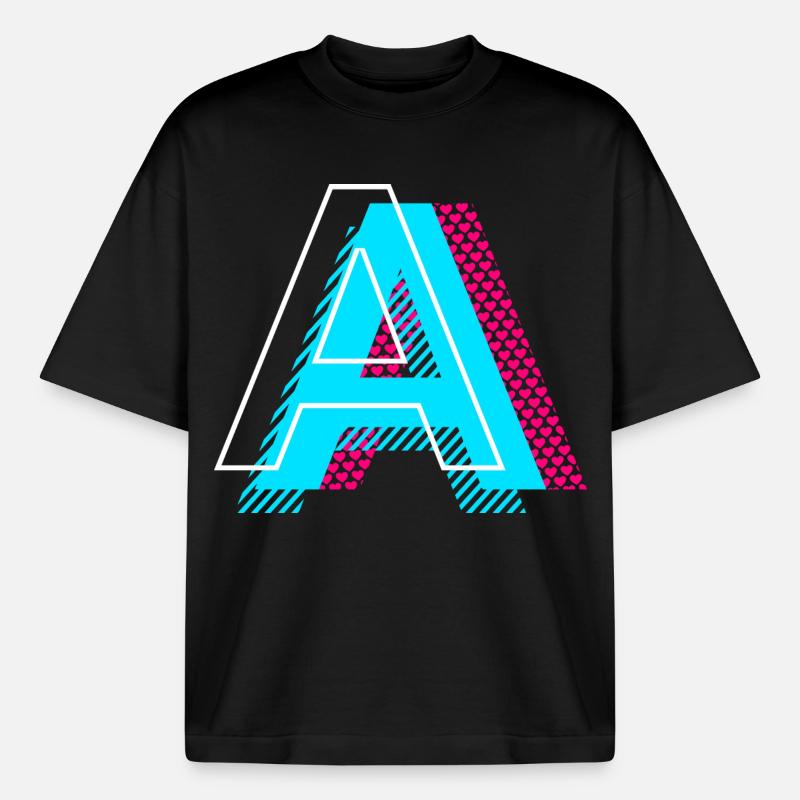 Lettre initiale A - T-shirt unisexe épais coupe boxy Stanley/Stella - noir