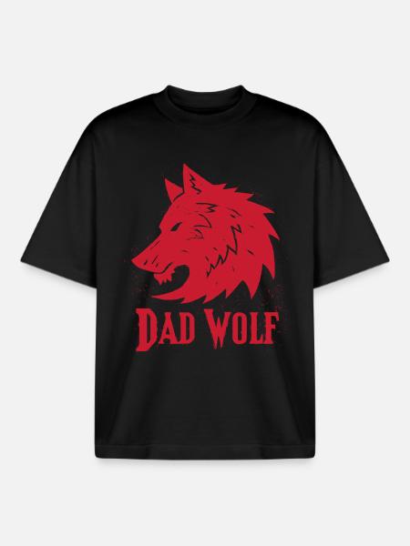 Dad Wolf - Boxy Heavyweight Unisex Organic T-Shirt by Stanley/Stella - black