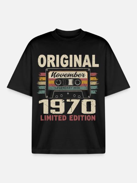 November 1970 Geschenk November 1970 - Boxy Heavyweight Unisex Organic T-Shirt von Stanley/Stella - Schwarz