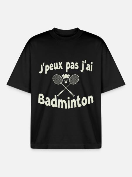 J’ai pas j’ai Badminton - T-shirt unisexe boxy épais biologique Stanley/Stella - noir