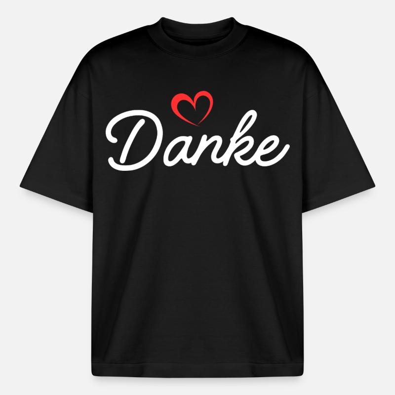 Danke Herz Script - Boxy Heavyweight Unisex Organic T-Shirt von Stanley/Stella - Schwarz