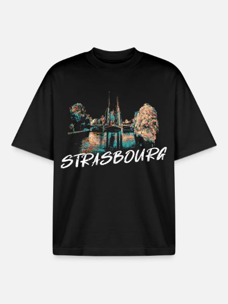 Strasbourg Cathedral – Illustration - Boxy Heavyweight Unisex Organic T-Shirt by Stanley/Stella - black