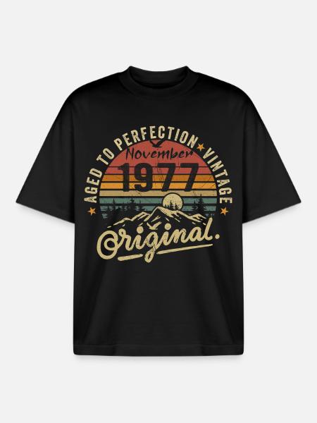 november 1977 birthday november 1977 - Boxy Heavyweight Unisex Organic T-Shirt by Stanley/Stella - black