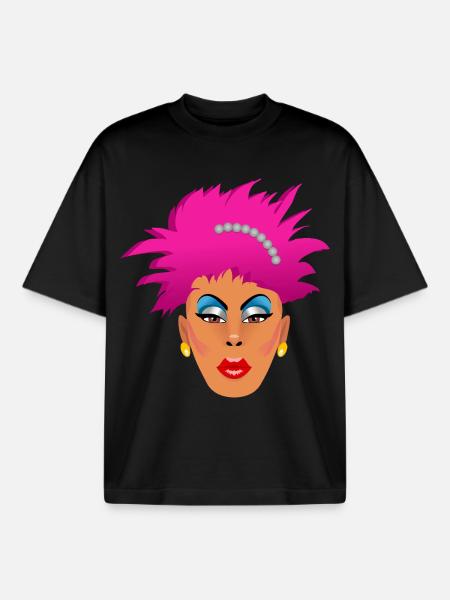 Pink Drag Queen - Boxy Heavyweight Unisex Organic T-Shirt by Stanley/Stella - black