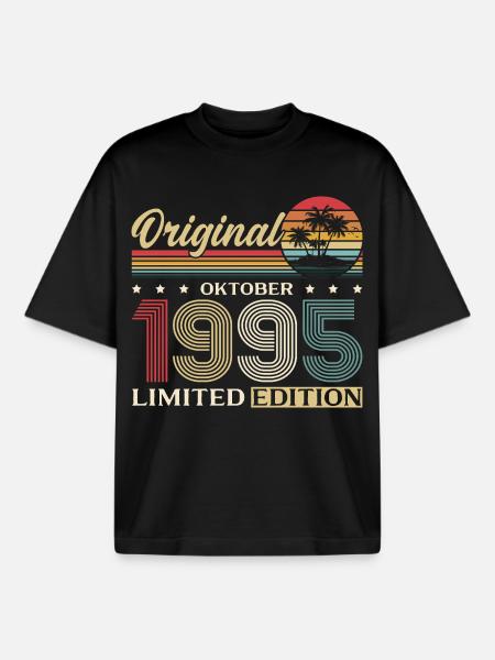30th Birthday Original October 1995 - Boxy Heavyweight Unisex Organic T-Shirt by Stanley/Stella - black