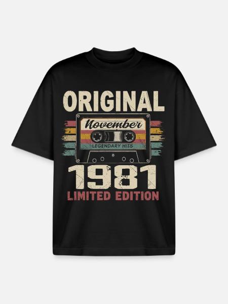November 1981 Gift November 1981 - Boxy Heavyweight Unisex Organic T-Shirt by Stanley/Stella - black
