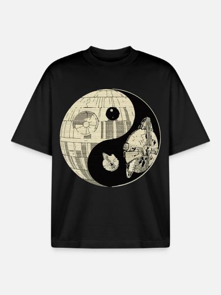 Galactic Yin Yang Space Duel - Boxy Heavyweight Unisex Organic T-Shirt by Stanley/Stella - black