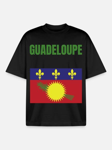 Guadeloupe Antilles flag t-shirt - Boxy Heavyweight Unisex Organic T-Shirt by Stanley/Stella - black