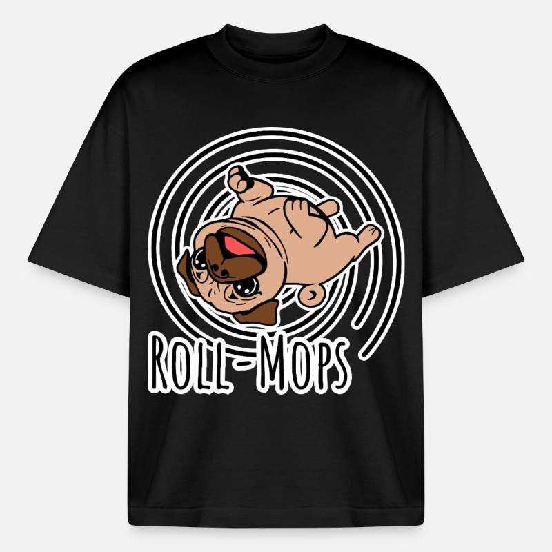 Rollender Mops - Ein Roll-Mops - Boxy Heavyweight Unisex Organic T-Shirt von Stanley/Stella - Schwarz