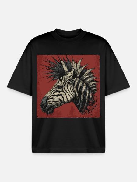 Punk Rock Zebra - Boxy Heavyweight Unisex Organic T-Shirt by Stanley/Stella - black