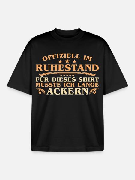 Pension - Lange Ackern - Officially retired - Boxy Heavyweight Unisex Organic T-Shirt by Stanley/Stella - black