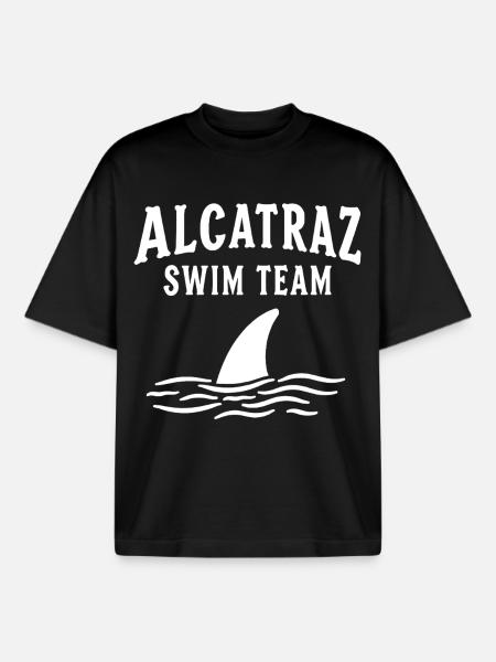 Alcatraz Swim Team Irony Saying - Boxy Heavyweight Unisex Organic T-Shirt by Stanley/Stella - black