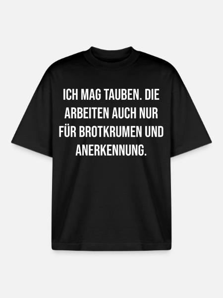 Doves Saying Breadcrumbs Recognition - Boxy Heavyweight Unisex Organic T-Shirt by Stanley/Stella - black