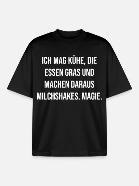 Cows Eat Grass Magic Milkshakes - Boxy Heavyweight Unisex Organic T-Shirt by Stanley/Stella - black