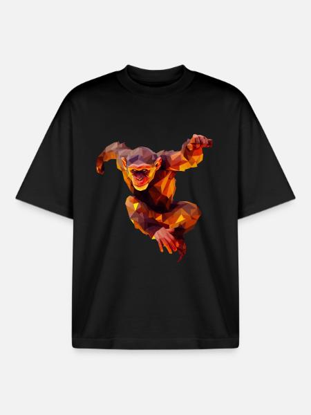 Polygone Orang-outan Sprinter - T-shirt unisexe boxy épais biologique Stanley/Stella - noir
