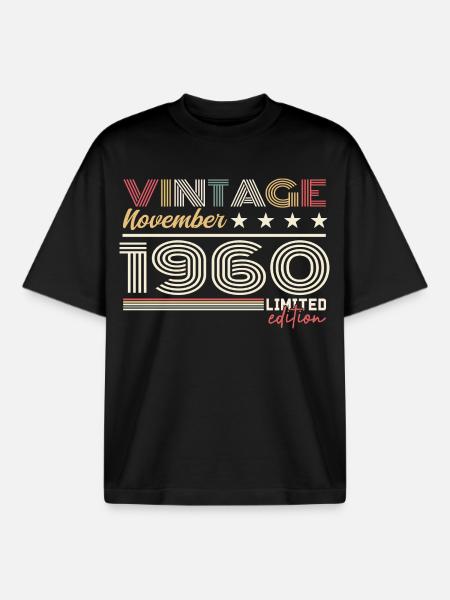 November 1960 - Boxy Heavyweight Unisex Organic T-Shirt by Stanley/Stella - black