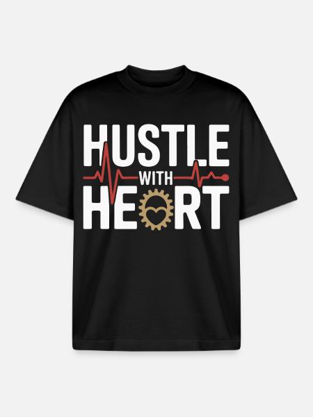 Hustle with Heart Geardesign - Boxy Heavyweight Unisex Organic T-Shirt by Stanley/Stella - black