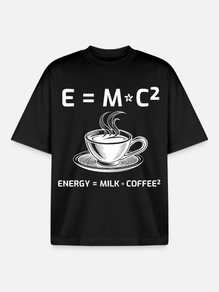 Kaffeetrinker Kaffeeformel E=MC2 - Boxy Heavyweight Unisex Organic T-Shirt von Stanley/Stella - Schwarz
