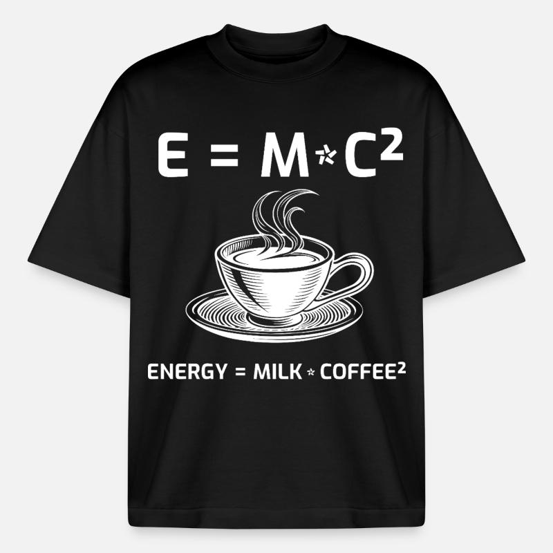 Kaffeetrinker Kaffeeformel E=MC2 - Boxy Heavyweight Unisex Organic T-Shirt von Stanley/Stella - Schwarz