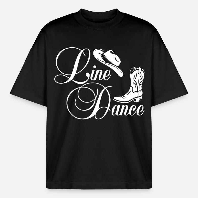 Line Dance Western Script - Boxy Heavyweight Unisex Organic T-Shirt by Stanley/Stella - black
