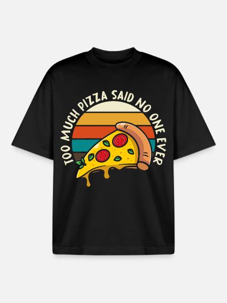 Pizza Meme Retro Sunset - Boxy Heavyweight Unisex Organic T-Shirt by Stanley/Stella - black
