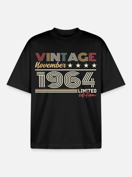 Novembre 1964 - T-shirt unisexe boxy épais biologique Stanley/Stella - noir