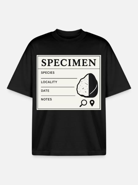 Geological Sample Fossils Collector Label - Boxy Heavyweight Unisex Organic T-Shirt by Stanley/Stella - black