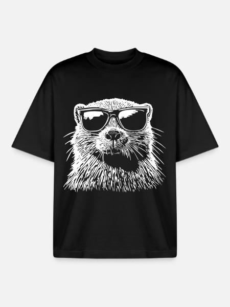 Cool Beaver Sunglasses - Boxy Heavyweight Unisex Organic T-Shirt by Stanley/Stella - black