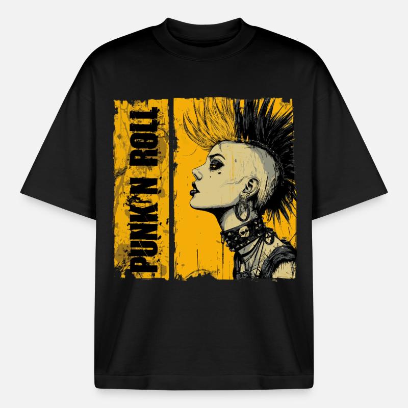 Punk'n Roll Mädchen  - Boxy Heavyweight Unisex Organic T-Shirt von Stanley/Stella - Schwarz