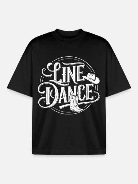 LineDance Cowboy Country Dance - Boxy Heavyweight Unisex Organic T-Shirt by Stanley/Stella - black