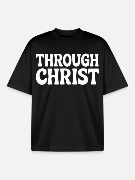 Trough Christ Jesus Christen Glaube - Boxy Heavyweight Unisex Organic T-Shirt von Stanley/Stella - Schwarz
