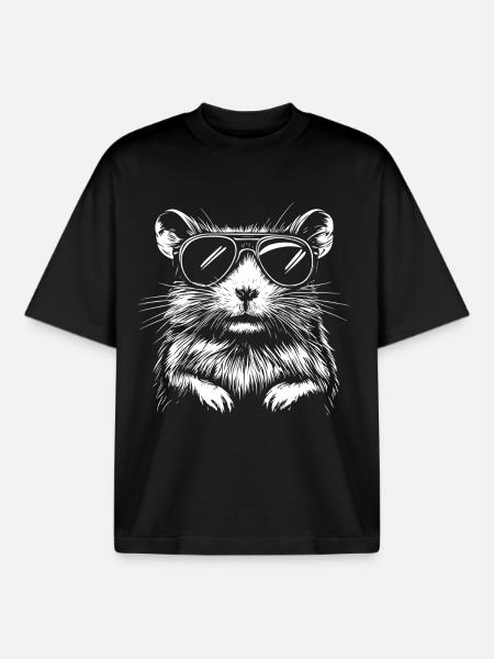 Cool Hamster Sunglasses - Boxy Heavyweight Unisex Organic T-Shirt by Stanley/Stella - black