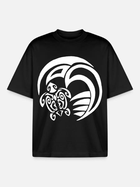White turtle and ocean - Boxy Heavyweight Unisex Organic T-Shirt by Stanley/Stella - black