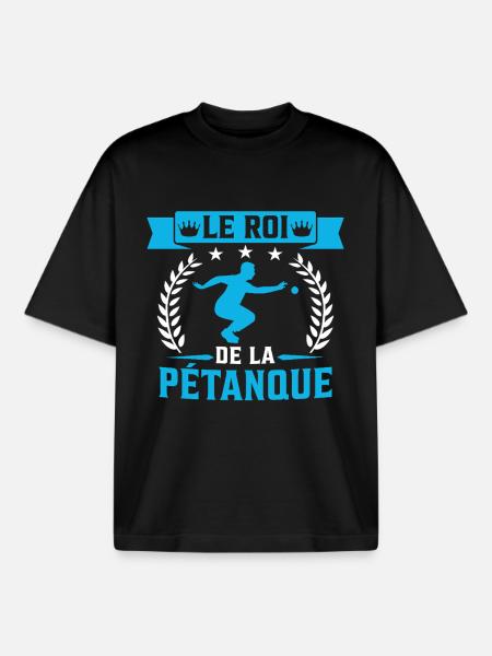 The king of pétanque bowling - Boxy Heavyweight Unisex Organic T-Shirt by Stanley/Stella - black