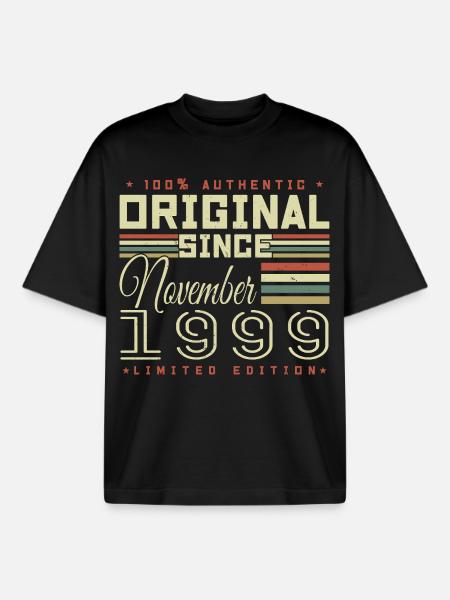 Birthday Gift November 1999 - Boxy Heavyweight Unisex Organic T-Shirt by Stanley/Stella - black