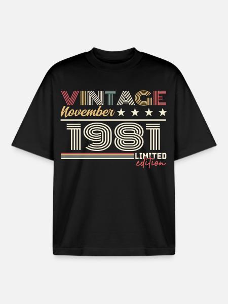 November 1981 - Boxy Heavyweight Unisex Organic T-Shirt von Stanley/Stella - Schwarz