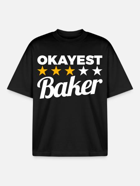 Okayest Baker - Boxy Heavyweight Unisex Organic T-Shirt by Stanley/Stella - black