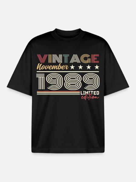 November 1989 - Boxy Heavyweight Unisex Organic T-Shirt by Stanley/Stella - black