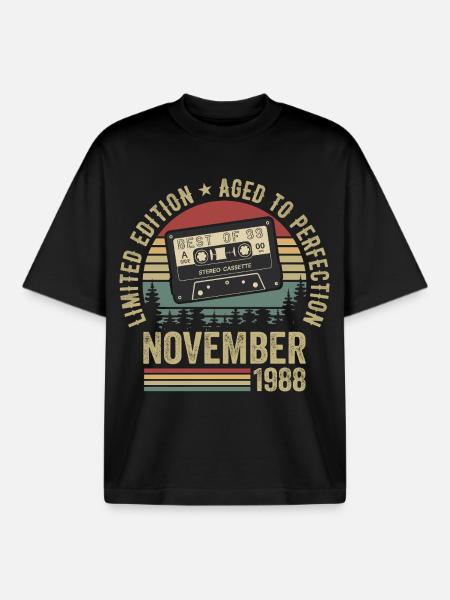 November 1988 - Boxy Heavyweight Unisex Organic T-Shirt by Stanley/Stella - black