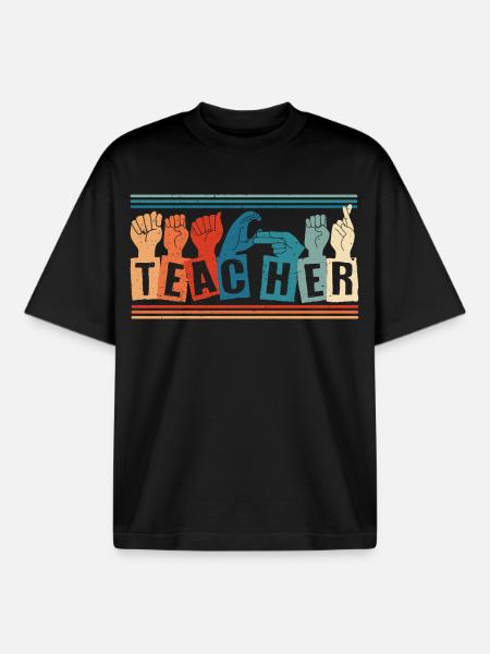 ASL Sign Language Interpreter - Boxy Heavyweight Unisex Organic T-Shirt by Stanley/Stella - black