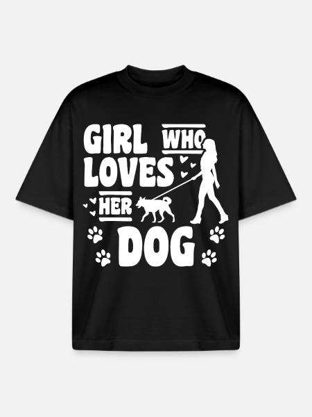 Mädchen das Hunde liebt - Boxy Heavyweight Unisex Organic T-Shirt von Stanley/Stella - Schwarz