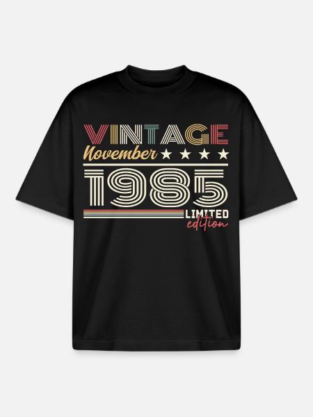 November 1985 - Boxy Heavyweight Unisex Organic T-Shirt by Stanley/Stella - black
