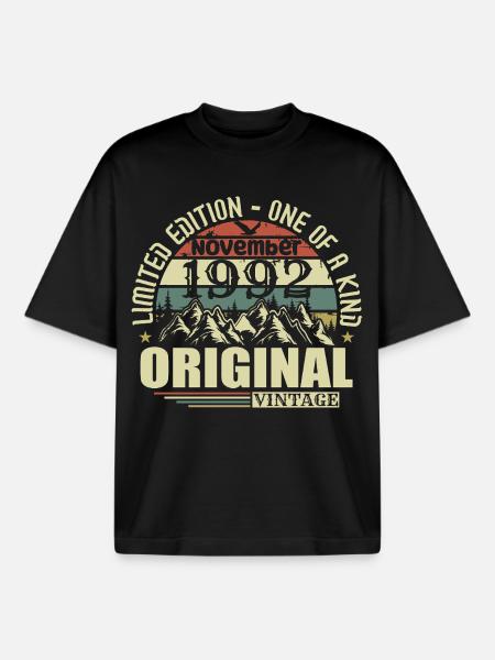 Birthday November 1992 - Boxy Heavyweight Unisex Organic T-Shirt by Stanley/Stella - black