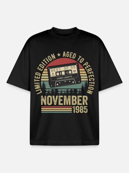 November 1985 - Boxy Heavyweight Unisex Organic T-Shirt by Stanley/Stella - black