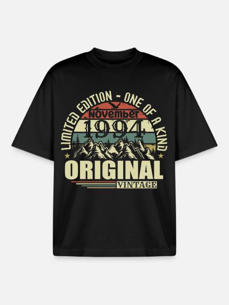Birthday November 1994 - Boxy Heavyweight Unisex Organic T-Shirt by Stanley/Stella - black
