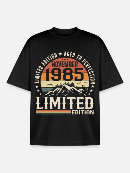 November 1985 Unique Retro Birthday - Boxy Heavyweight Unisex Organic T-Shirt by Stanley/Stella - black