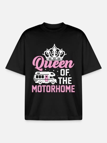 queen of the motorhome - Boxy Heavyweight Unisex Organic T-Shirt by Stanley/Stella - black
