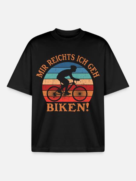 Retro Sunset Biker Motif - Boxy Heavyweight Unisex Organic T-Shirt by Stanley/Stella - black