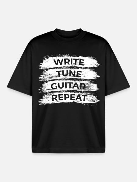 Routine du guitariste - T-shirt unisexe boxy épais biologique Stanley/Stella - noir
